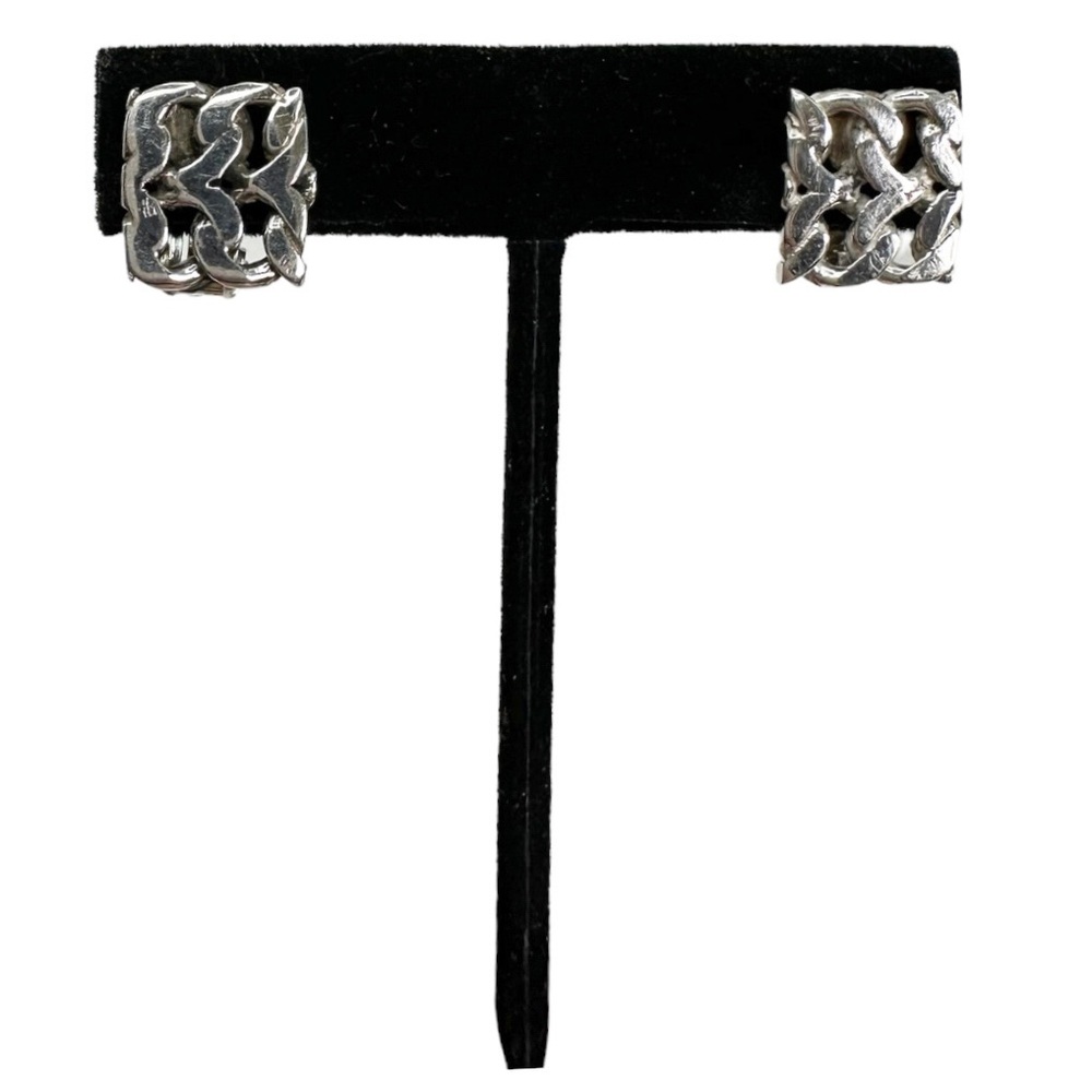 Sterling Silver Chain Link Clip On Earrings